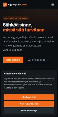 Pré-visualização do site Aggregaatit, meio de Finlândia para artigos patrocinados