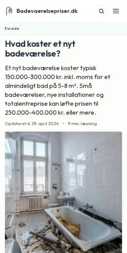 Anteprima del sito Nyt Badeværelse Pris, media di Danimarca per articoli sponsorizzati