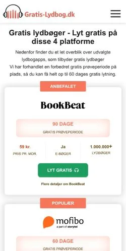 스폰서 기사용 덴마크 매체 Gratis Lydbog 사이트 미리보기