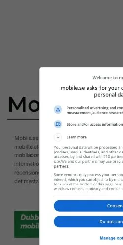 スポンサード記事向けのスウェーデンメディア、Mobileのサイトプレビュー