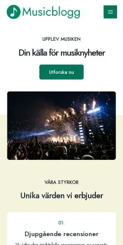 Anteprima del sito Musicblogg, media di Svezia per articoli sponsorizzati