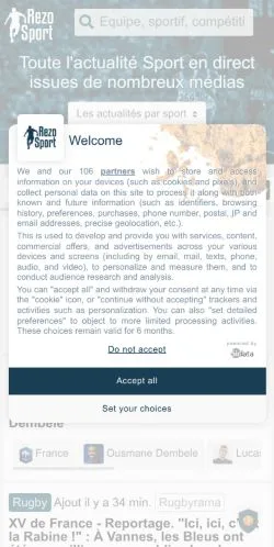 Aperçu du site RezoSport, média de France pour articles sponsorisés
