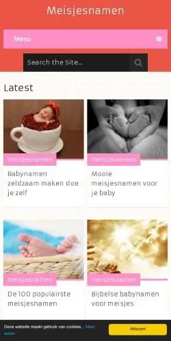 스폰서 기사용 네덜란드 매체 Meisjesnamen 사이트 미리보기