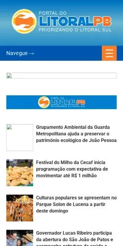 Pré-visualização do site Portal do Litoral PB, meio de Brasil para artigos patrocinados