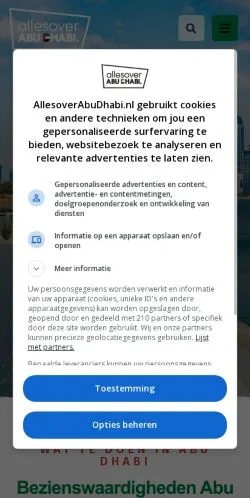 Anteprima del sito Abu Dhabi Reisgids, media di Paesi Bassi per articoli sponsorizzati