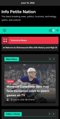 Anteprima del sito Info Petite Nation, media di Canada per articoli sponsorizzati