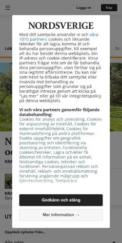 스폰서 기사용 스웨덴 매체 Nordsverige 사이트 미리보기