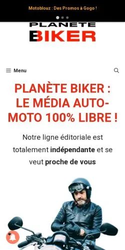 Podgląd witryny Planète Biker, medium z kraju Francja do artykułów sponsorowanych