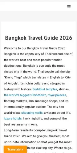 Pré-visualização do site TouristBangkok, meio de Estados Unidos para artigos patrocinados