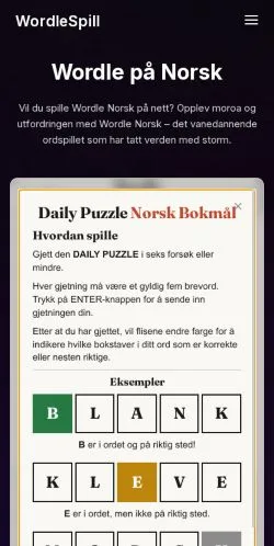 Anteprima del sito Wordle Norsk, media di Norvegia per articoli sponsorizzati