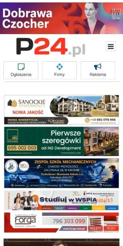 Aperçu du site P24, média de Pologne pour articles sponsorisés