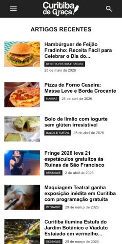 Anteprima del sito Curitiba De Graça, media di Brasile per articoli sponsorizzati