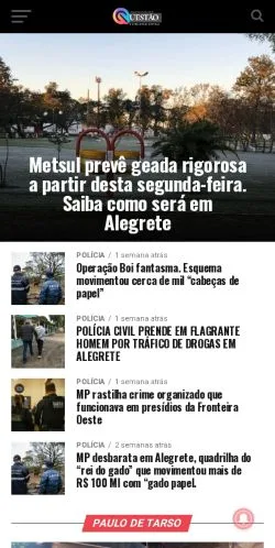 Podgląd witryny Em Questão, medium z kraju Brazylia do artykułów sponsorowanych