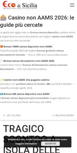Anteprima del sito Eco di Sicilia, media di Italia per articoli sponsorizzati