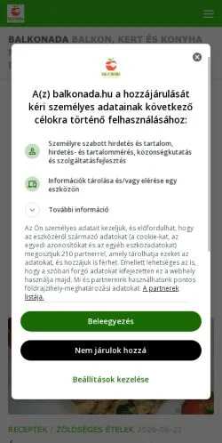 Anteprima del sito Balkonada, media di Ungheria per articoli sponsorizzati