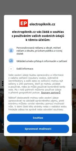 Anteprima del sito Electropiknik, media di Cechia per articoli sponsorizzati