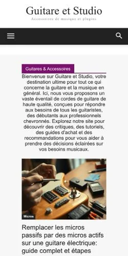 Podgląd witryny Guitare Et Studio, medium z kraju Francja do artykułów sponsorowanych