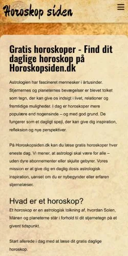 스폰서 기사용 덴마크 매체 Horoskopsiden 사이트 미리보기
