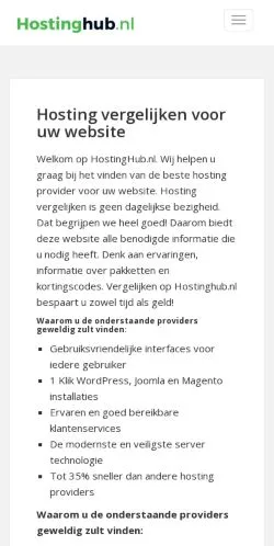 スポンサード記事向けのオランダメディア、Hostinghubのサイトプレビュー