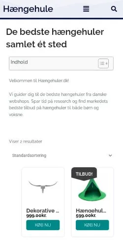 Anteprima del sito Hængehule, media di Danimarca per articoli sponsorizzati
