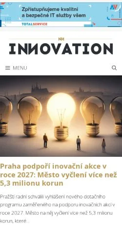 Anteprima del sito Innovation, media di Cechia per articoli sponsorizzati