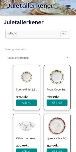 Anteprima del sito Juletallerkener, media di Danimarca per articoli sponsorizzati