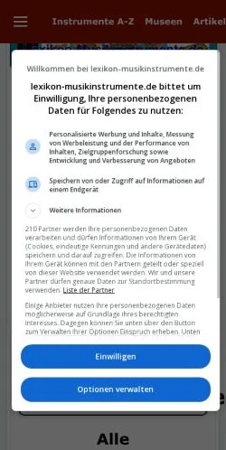 Podgląd witryny Lexikon Musikinstrumente, medium z kraju Niemcy do artykułów sponsorowanych