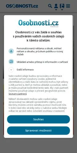 Anteprima del sito Osobnosti, media di Cechia per articoli sponsorizzati