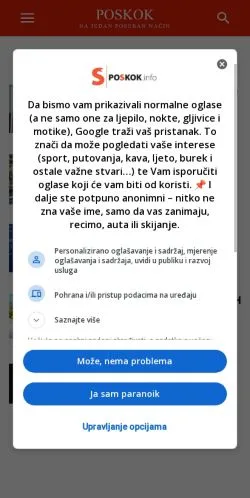 Anteprima del sito Poskok, media di Croazia per articoli sponsorizzati