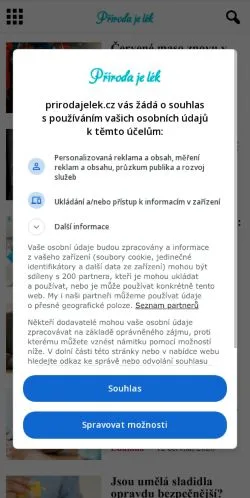 Vista previa del sitio Příroda Je Lék, medio de Chequia para artículos patrocinados