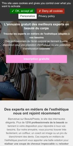 스폰서 기사용 프랑스 매체 Beauté Presta 사이트 미리보기