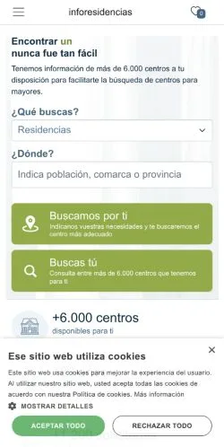 Anteprima del sito Inforesidencias, media di Spagna per articoli sponsorizzati