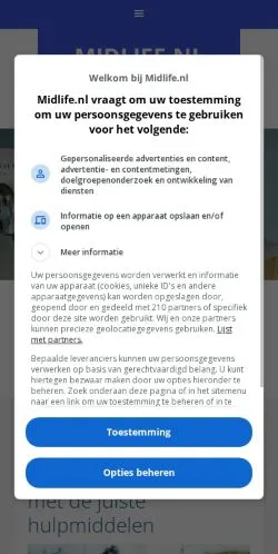 スポンサード記事向けのオランダメディア、Midlifeのサイトプレビュー