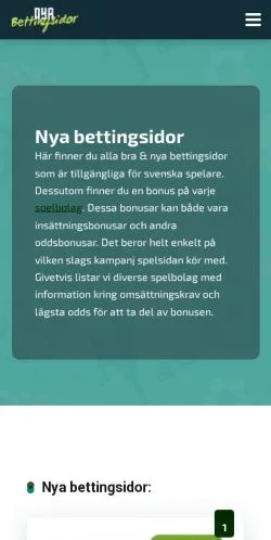Anteprima del sito Nya Bettingsidor, media di Svezia per articoli sponsorizzati