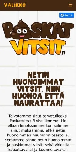 Vista previa del sitio PaskatVitsit, medio de Finlandia para artículos patrocinados