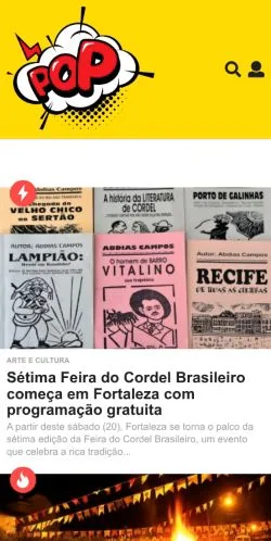 Vista previa del sitio POP, medio de Brasil para artículos patrocinados