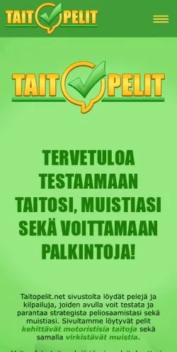 Anteprima del sito Taitopelit, media di Finlandia per articoli sponsorizzati