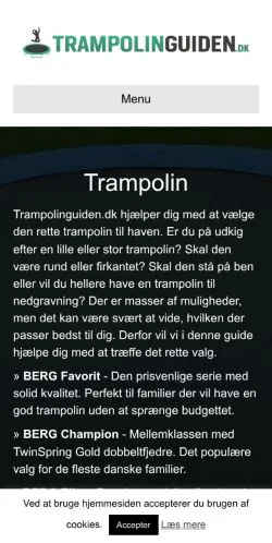 Anteprima del sito Trampolin Guide, media di Danimarca per articoli sponsorizzati