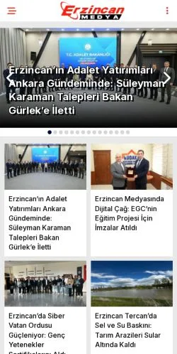 Anteprima del sito Erzincan Medya, media di Turchia per articoli sponsorizzati