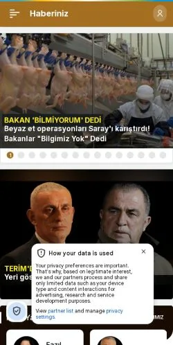 Anteprima del sito Haberiniz, media di Turchia per articoli sponsorizzati