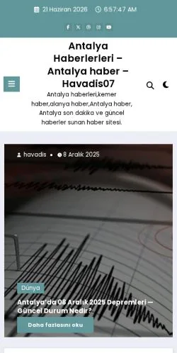 Anteprima del sito Havadis07, media di Turchia per articoli sponsorizzati