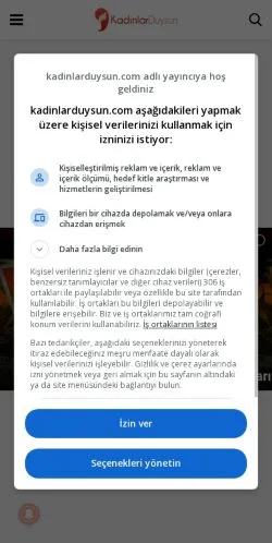 Podgląd witryny Kadınlar Duysun, medium z kraju Turcja do artykułów sponsorowanych