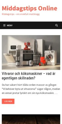 Anteprima del sito Middagstips Online, media di Svezia per articoli sponsorizzati