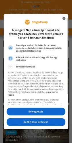 Anteprima del sito Szegedi Nap, media di Ungheria per articoli sponsorizzati