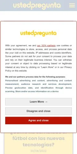 スポンサード記事向けのスペインメディア、UstedPreguntaのサイトプレビュー