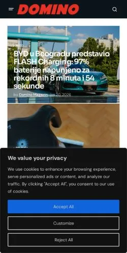 Anteprima del sito Domino Magazin, media di Serbia per articoli sponsorizzati