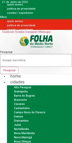 Anteprima del sito A FOLHA DO MÉDIO NORTE, media di Brasile per articoli sponsorizzati