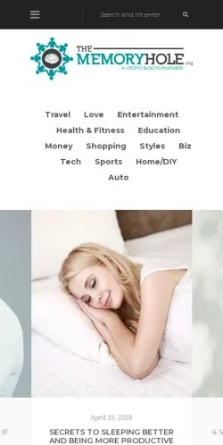 Preview of the The Memory Hole website, a media outlet in United States for sponsored articles