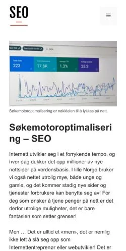 Podgląd witryny søkemotoroptimalisering, medium z kraju Norwegia do artykułów sponsorowanych