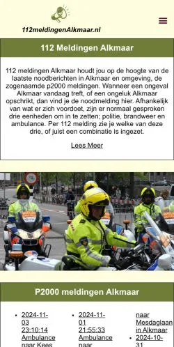 Anteprima del sito 112 Meldingen Alkmaar, media di Paesi Bassi per articoli sponsorizzati
